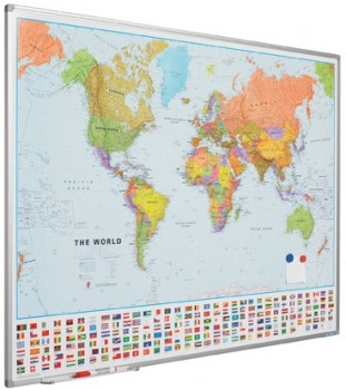 Wand- / Landkaart Softline profiel 8mm Wereldkaart