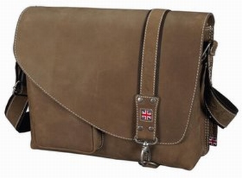 Gentry schouder laptoptas leder lichtbruin