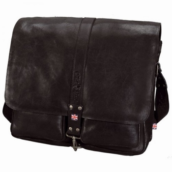 Greyson schouder / laptoptas 15" leder zwart