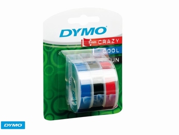 Lettertape Dymo rol 9mm x 3m assorti