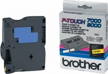 Brother Labeltape TX-621  9mm zwart op geel
