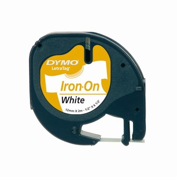 Labeltape Dymo Letratag 18769 strijkbaar 12mm zwart op wit
