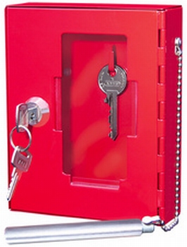 Noodsleutelkast met venster Rood