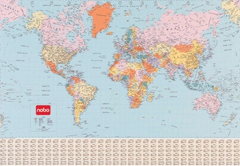 Nobo wandkaart Wereld gelamineerd 1200 x 830 mm