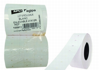 Agipa / Apli prijstang etiketten 21x12mm wit - 6 rollen