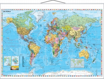 FRANKEN wereldkaart gelammineerd 1.370 x 970 mm