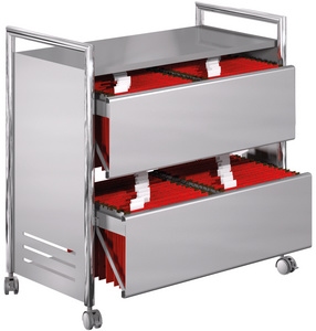 Kerkmann dubbele hamgmappenwagen 2 rijen Chroom / Aluminium