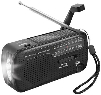 LogiLink dynamo handslinger radio, zonnepaneel en zaklamp