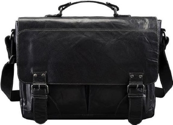 PRIDE&SOUL schoudertas "Business Bag L", Leder, zwart