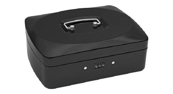 WEDO geldkist met cijferslot, 7 vaks zwart