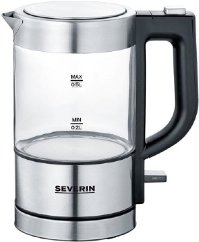 SEVERIN Mini-Waterkoker WK 3472, 0,5 Liter, Glas/RVS