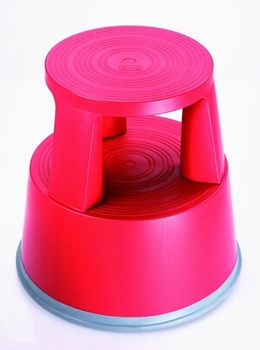 Opstapkruk rond plastic max. belasting 150 kg. rood