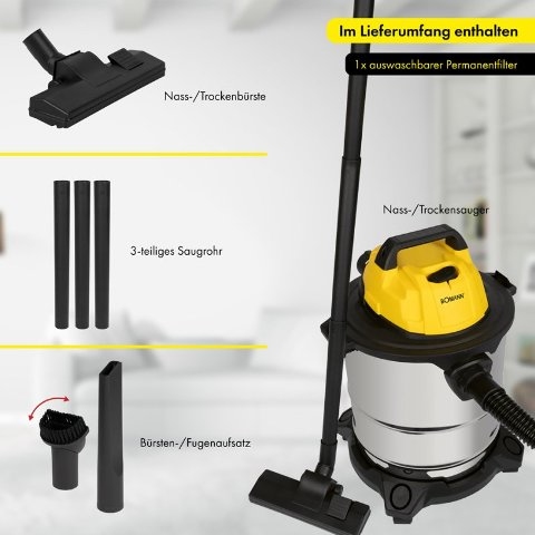 BOMANN BS 6058 nat- droogzuiger 20 liter metaal