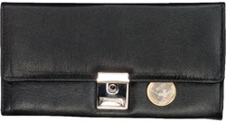 Kelnerbeurs Alassio, zwart nappaleer, 18,5x9,5cm met ketting