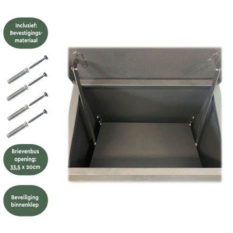 Pakketbrievenbus BRASQ 105x38x24cm PB400 Zwart
