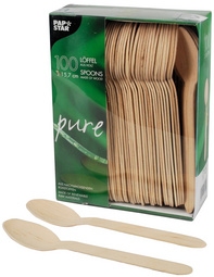 PAPSTAR  Pure houten lepel  lengte 157 mm