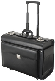 Pilotenkoffer Alassio SILVANA. Zwart leder trolley