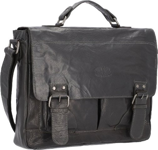 PRIDE&SOUL schoudertas "Business Bag L", Leder, zwart