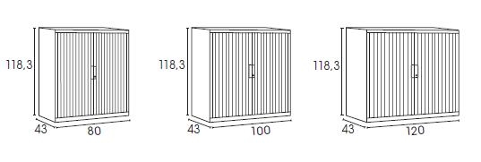 Roldeurkast Ariv - X' File 118.3 cm Hoog 100 cm Breed