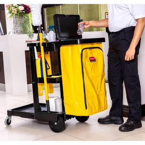 Rubbermaid huismeesterwagen zwart kunststof