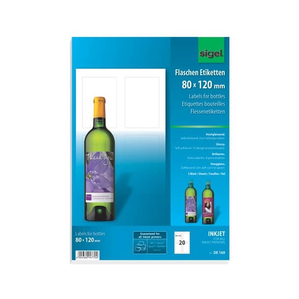 Sigel inkjet flesetiketten 80x120mm 85 grams