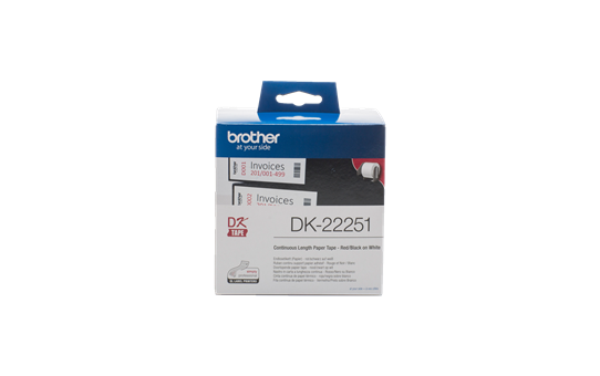 Etiket Brother DK-22251 doorlopend 62mm zwart/rood op wit