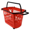 METO winkelmand verrijdbaar met draaggrepen 28 liter rood