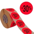 METO promotie etiketten rond 40mm fluor rood -30% 1000 stuks
