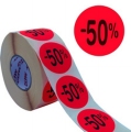 METO promotie etiketten rond 40mm fluor rood -50% 1000 stuks